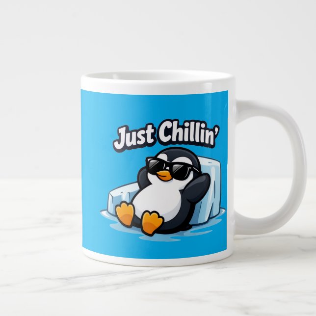 Caneca De Café Grande JUST CHILLING PINGUIN Throw Pillow (Direita)
