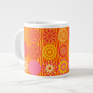 Caneca De Café Grande Kaleidoscope Diversão, Jumbo Mug Rosa-Laranja