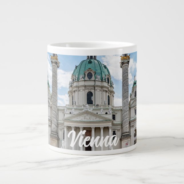Caneca De Café Grande Karlskirche em Viena, Áustria (Frente)
