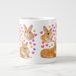 Caneca De Café Grande kawaii cute y2k rainbow rabbit bunny