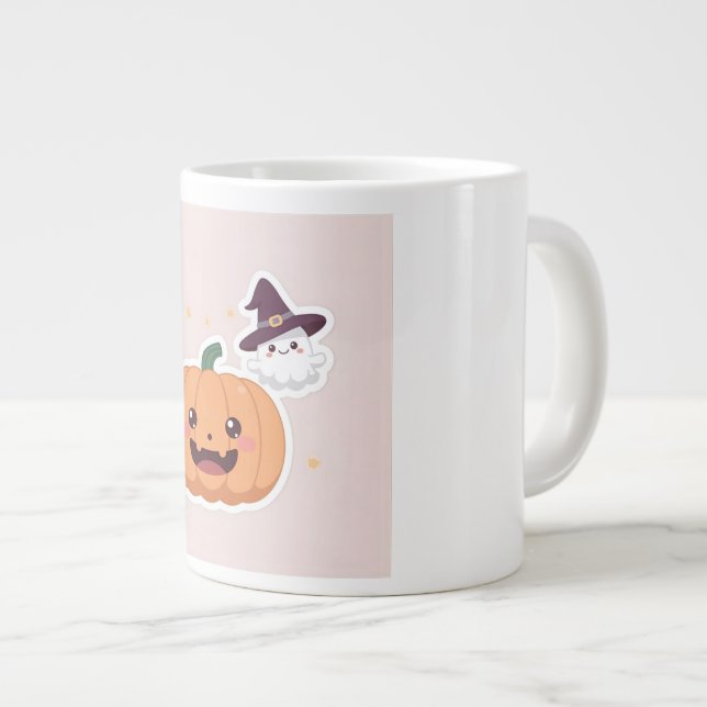 Caneca De Café Grande Kawaii Halloween Pumpkin (Frente Esquerda)