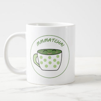 Caneca De Café Grande Kawaii Matcha sorridente