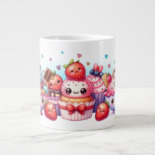 Caneca De Café Grande Kawaii Strawberry Sweets e Sorvetes Amigos