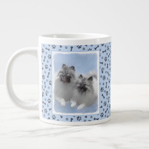 Caneca De Café Grande Keeshond Pair de Kees pintando Arte Animal Origina