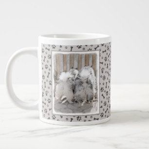 Caneca De Café Grande Keeshonds na Pintura de Portão - Arte de Cachorro 