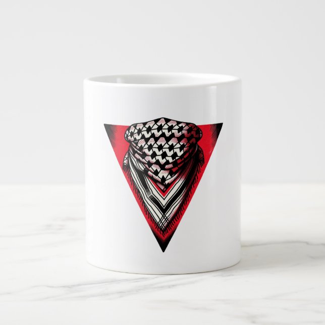 Caneca De Café Grande Keffiyeh do Triângulo Vermelho Invertido (Frente)