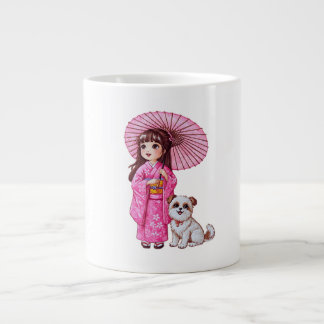 Caneca De Café Grande Kimono Cutie e Puppy Mug