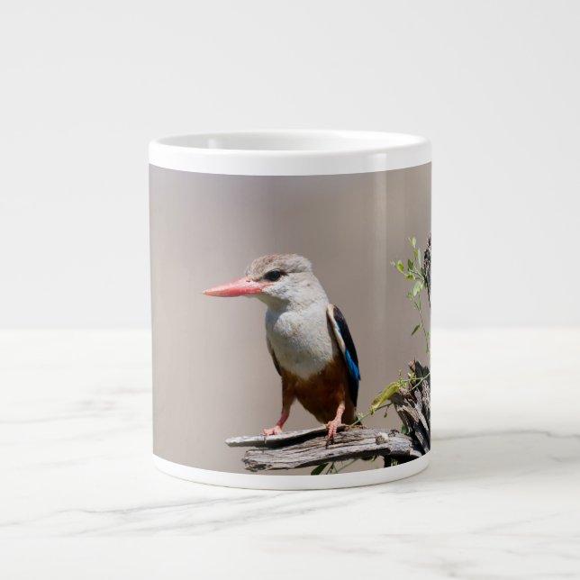Caneca De Café Grande Kingfisher De Cabeça De cinza (Frente)