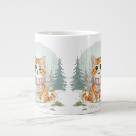 Caneca De Café Grande Kitten Cat Mug, Watercolor Cat Lover Gift