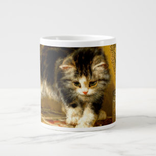 Caneca De Café Grande Kitten com pintura e escovas