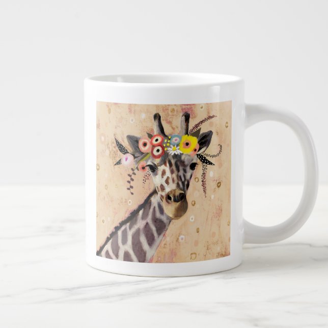 Caneca De Café Grande Klimt Giraffe | Coroa De Flores (Direita)