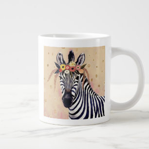 Caneca De Café Grande Klimt Zebra Adornada Em Flores
