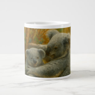 Caneca De Café Grande Koala Madre e Joey na Capoia do outono