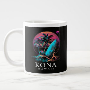 Caneca De Café Grande Kona Havaí Prancha de Surf Havaiana Vintage