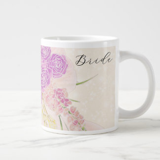 Caneca De Café Grande La Boca Golden blush arco rosa buquê Noiva