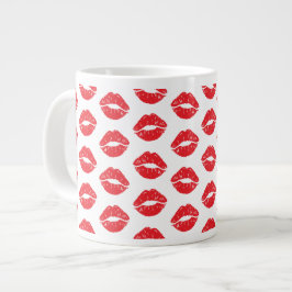 Caneca De Café Grande Lábios Vermelhos, Batom Vermelho, Beijo, Padrão De