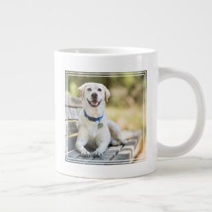 Caneca De Café Grande Labrador Amarelo Fica No Banco