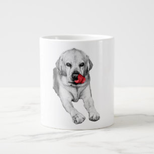 Caneca De Café Grande Labrador com alegria vermelha brilhante