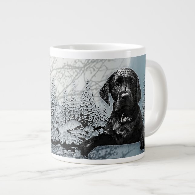 Caneca De Café Grande Labrador Preto - Lâmina de Labrador Retriever - Ca (Frente Esquerda)