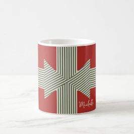 Caneca De Café Grande Laço de Fita Listrada Vermelha