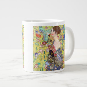Caneca De Café Grande Lady with Fan por Gustav Klimt, Japonismo Vintage