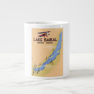 Caneca De Café Grande Lago Baikal Sibéria Cartaz de viagem russo Mapa