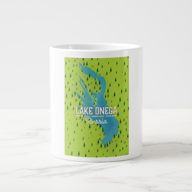 Caneca De Café Grande Lago Onega, rússia, mapa de Viagem (Frente)