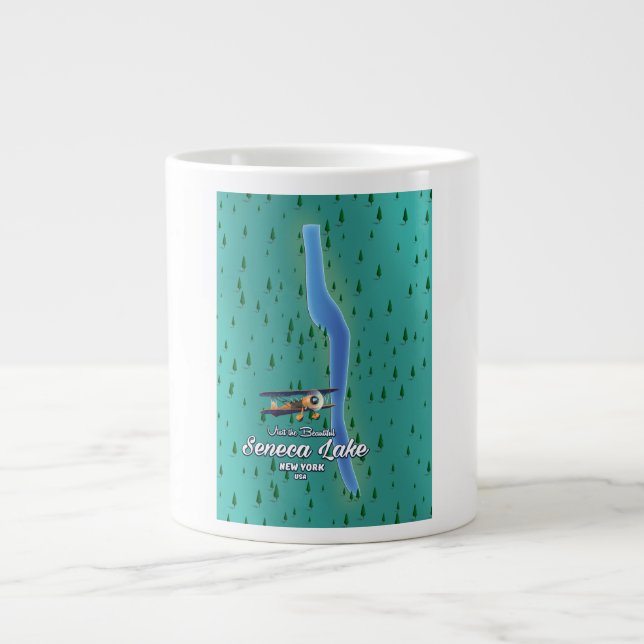 Caneca De Café Grande Lago Seneca, mapa do lago NYC (Frente)