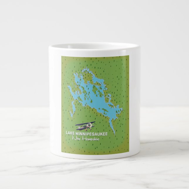 Caneca De Café Grande Lago Winnipesaukee New Hampshire poster de viagens (Frente)