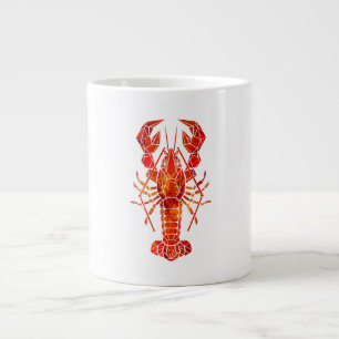 Caneca De Café Grande Lagosta poligonal vermelha