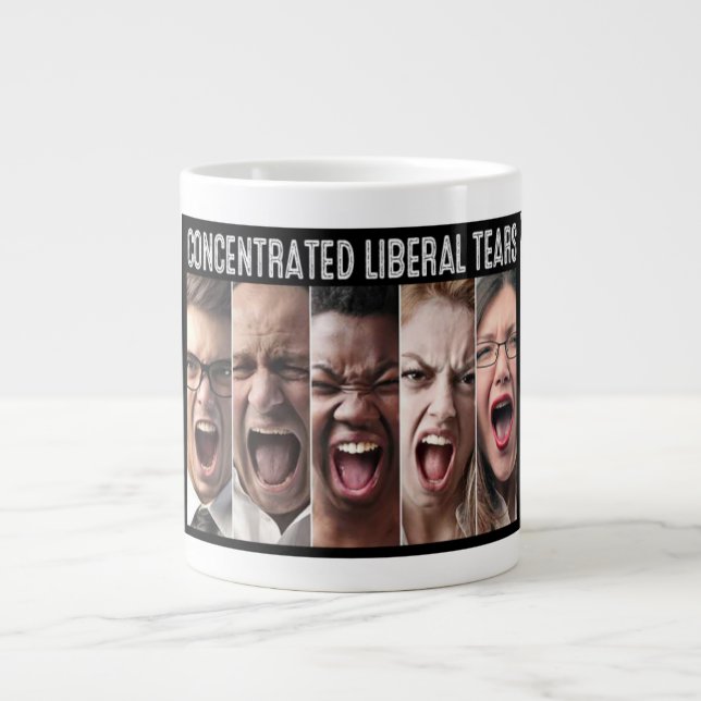 Caneca De Café Grande Lágrimas Liberais Concentradas - Mug Grande (Frente)