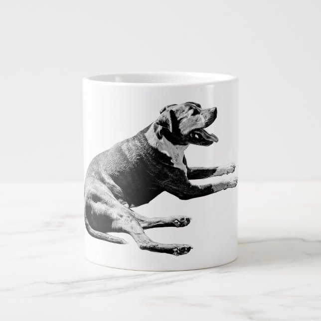 Caneca De Café Grande Laid Back Pitbull Mix — Monocromo Lounge (Frente)