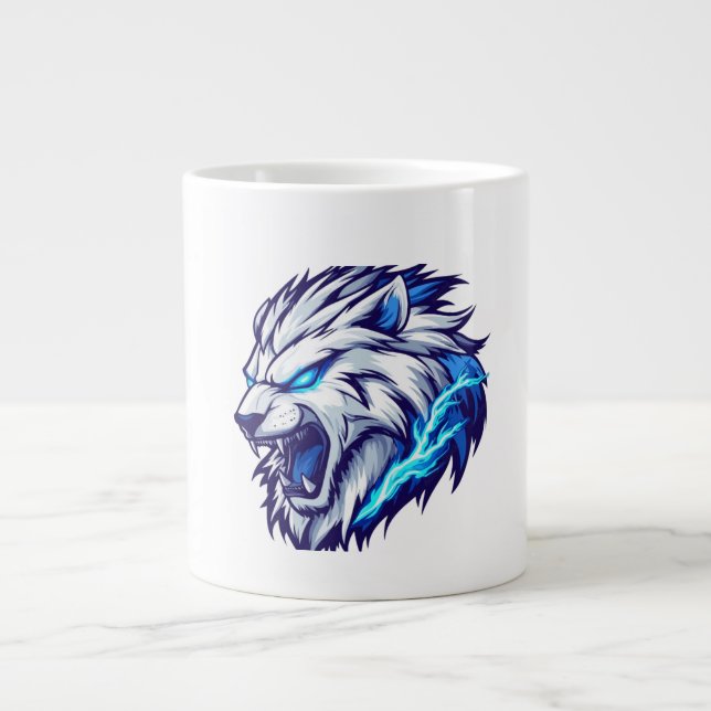 Caneca De Café Grande Lâmpada Elétrica de Raiva - Azul Negrito (Frente)