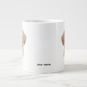 Caneca De Café Grande Lápis de Cor Canino com Rosto de Abóbora Fofa no H