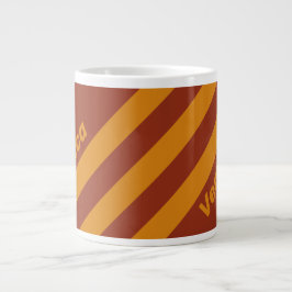Caneca De Café Grande Laranja Retro com Três Listras e Nome Ferrugem