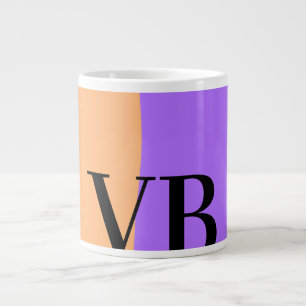 Caneca De Café Grande Laranja roxo sólido adicionar nome letra monograma