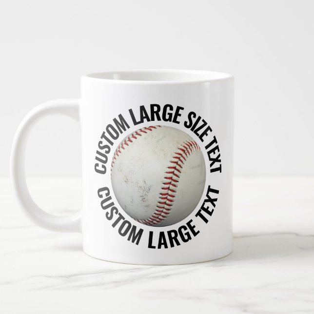 Caneca De Café Grande Large Size Personalized Text Baseball Image Custom (Esquerda)