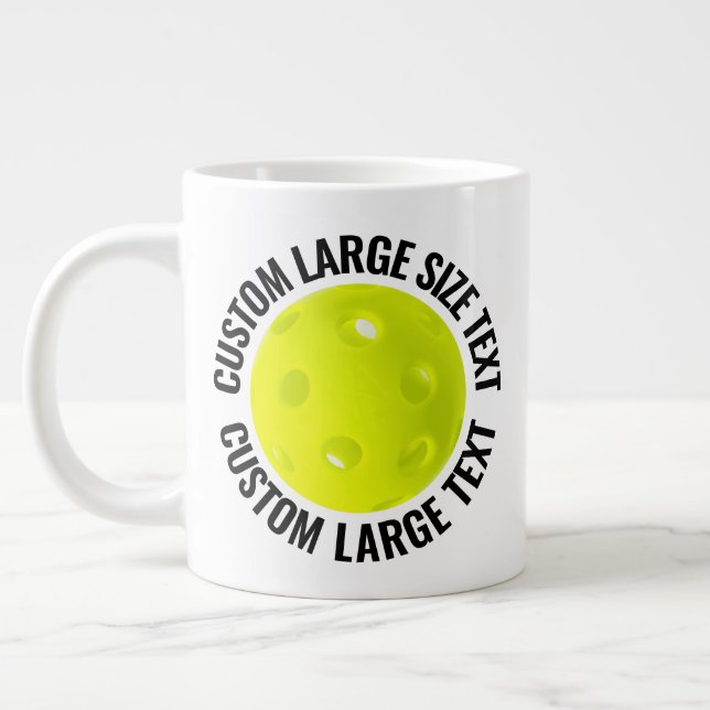 Caneca De Café Grande Large Size Personalized Text Pickleball Custom (Esquerda)