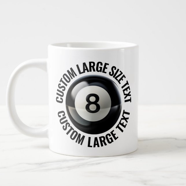 Caneca De Café Grande Large Size Personalized Text Pool 8 Ball Custom (Esquerda)