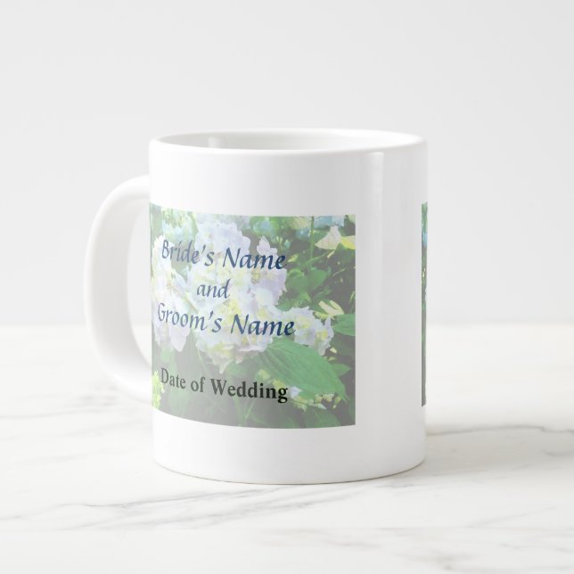 Caneca De Café Grande Lavanda Hydrangea no Jardim (Frente Esquerda)