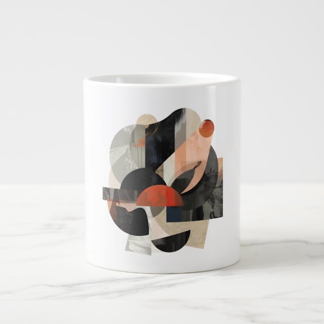 Caneca De Café Grande Layered Abstract Shape Collage Print (Frente)