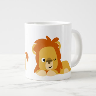 Caneca De Café Grande Leão de Cartoon de Cute Awake