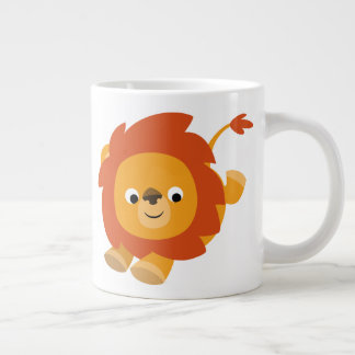 Caneca De Café Grande Leão de Cartoon Perky Bonito