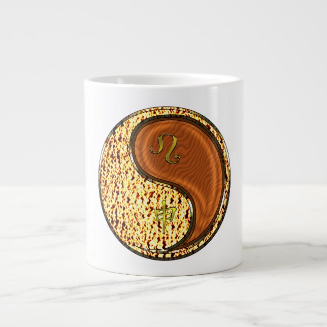 Caneca De Café Grande Leão & Macaco de Madeira (Frente)