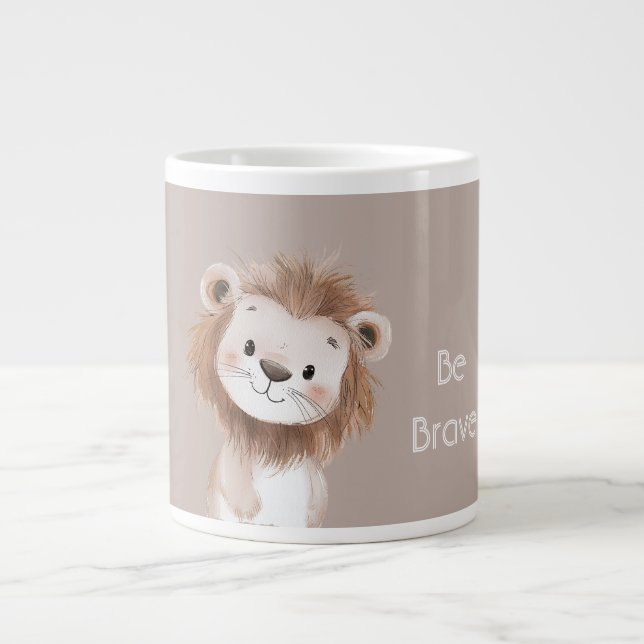Caneca De Café Grande Leão Marrom Doce Fofo (Frente)