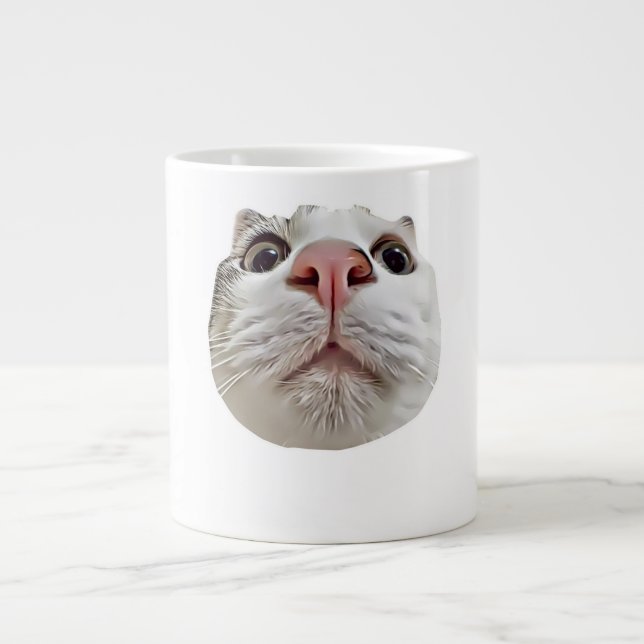 Caneca De Café Grande Legal Bola de Gato Enfrentada Memória Engraçada (Frente)