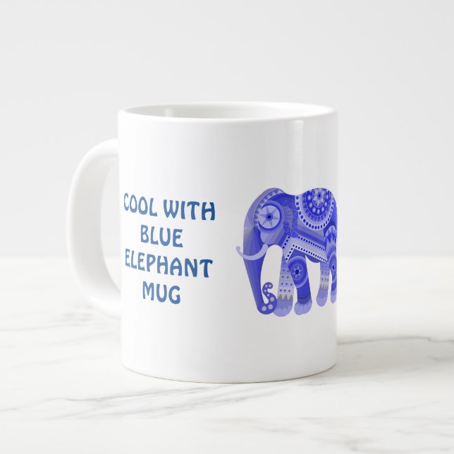 CANECA DE CAFÉ GRANDE LEGAL COM MUG ELEPHANT AZUL (Frente Esquerda)
