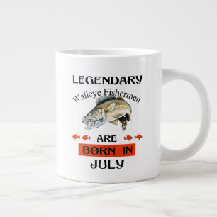 Caneca De Café Grande Legendário pescador Walleye é Nascer em julho