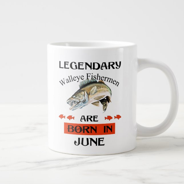 Caneca De Café Grande Legendário pescador Walleye é Nascer em junho (Direita)