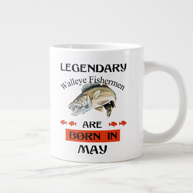 Caneca De Café Grande Legendário pescador Walleye é Nascer em maio (Direita)